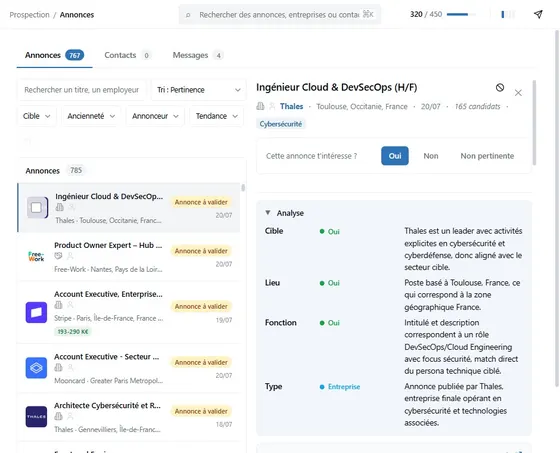Odyn: job postings spotted in a recruitment firm's target